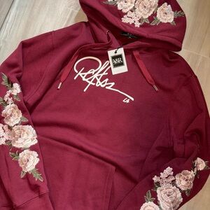 Women's Burgundy Floral Hoodie